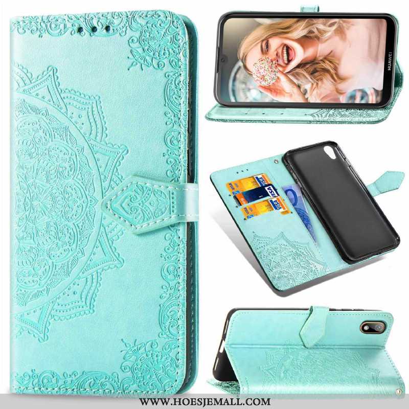 Hoesje Huawei Y5 2020 Leer Bescherming Folio Blauw Reliëf Hanger Reliëf Blauwe