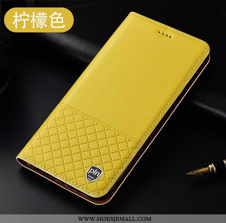 Hoesje Huawei Y5p Echt Leer Bescherming Folio Anti-fall Geel Mobiele Telefoon