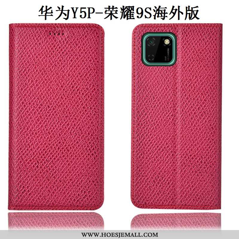 Hoesje Huawei Y5p Echt Leer Patroon Folio Bescherming Rood Mesh