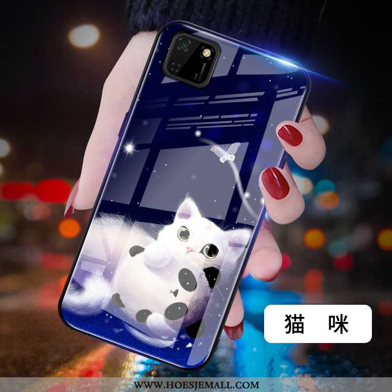 Hoesje Huawei Y5p Scheppend Spotprent Glas Persoonlijk Mode Blauw Blauwe