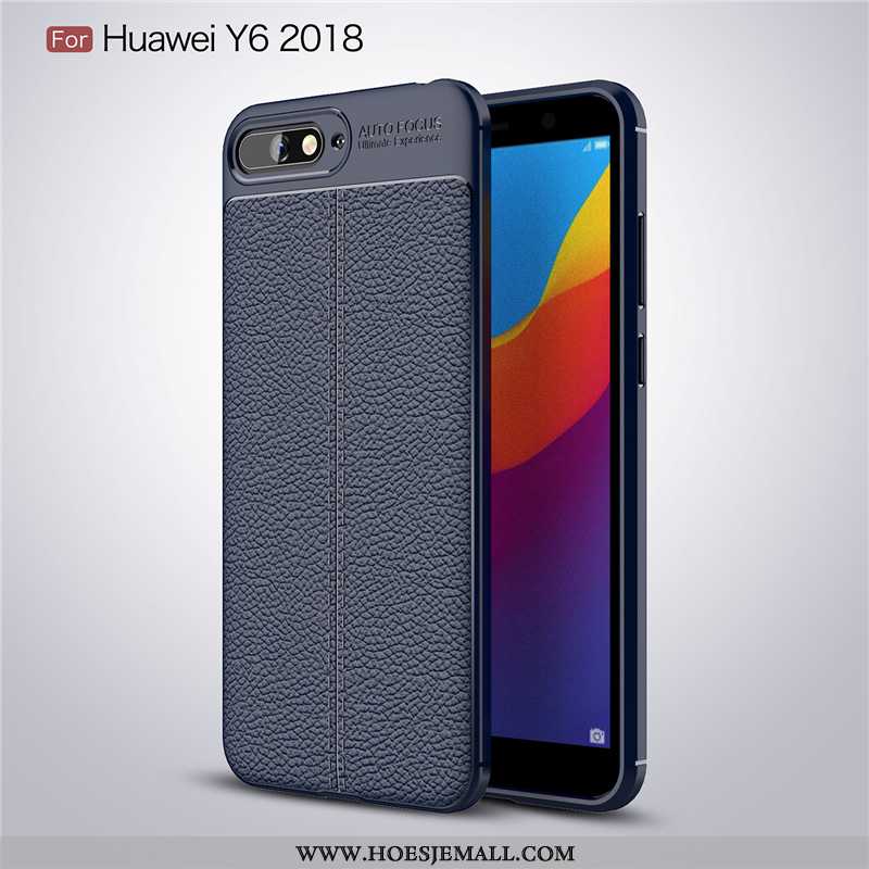 Hoes Huawei Y6 2020 Siliconen Bescherming Trend All Inclusive Donkerblauw Mobiele Telefoon Leer Donk