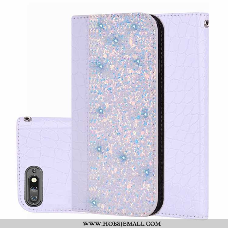 Hoesje Huawei Y6 2020 Leren Patroon Purper Trend 2020 Hoes