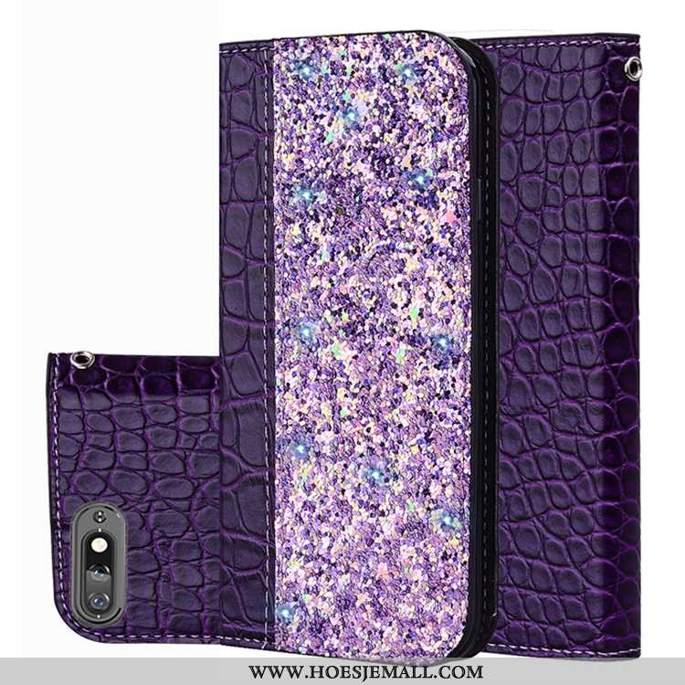 Hoesje Huawei Y6 2020 Leren Patroon Purper Trend 2020 Hoes