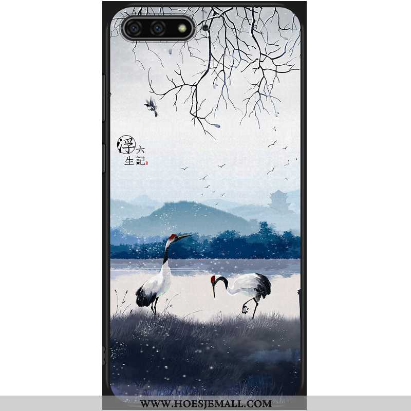 Hoes Huawei Y6 2020 Zacht Bescherming Hoesje Spotprent Mobiele Telefoon Trend Donkerblauwe