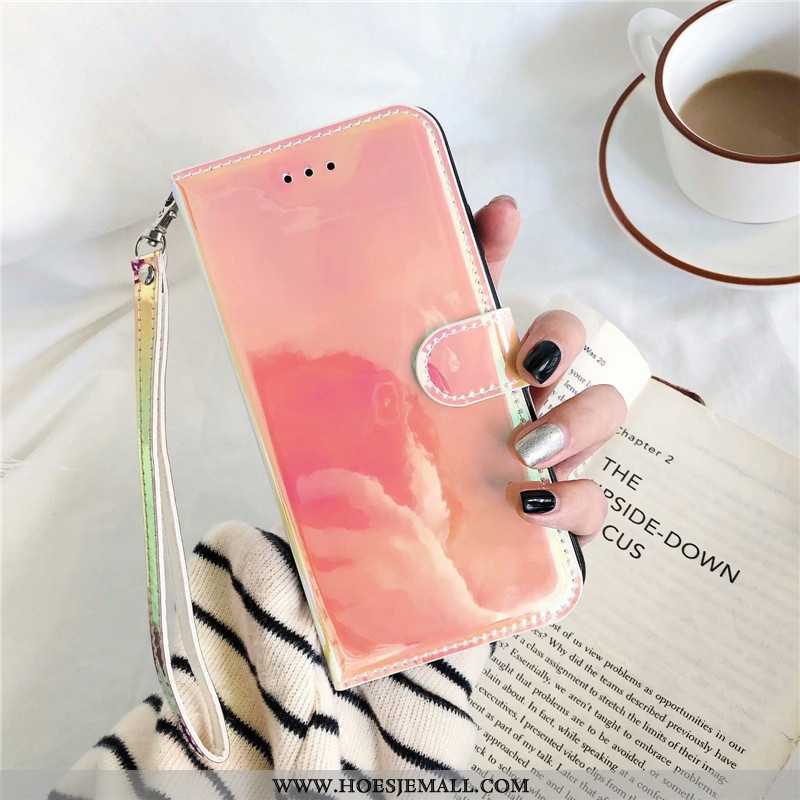 Hoesje Huawei Y6 2020 Zacht Leren Gekleurde 2020 Hoes Spiegel Roze