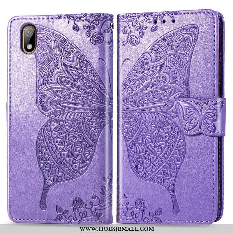 Hoesje Huawei Y6 2020 Reliëf Mooie Bescherming Folio Hoes Hanger Purper