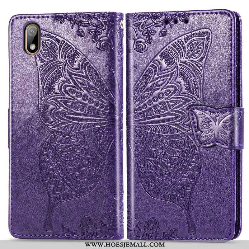 Hoesje Huawei Y6 2020 Reliëf Mooie Bescherming Folio Hoes Hanger Purper