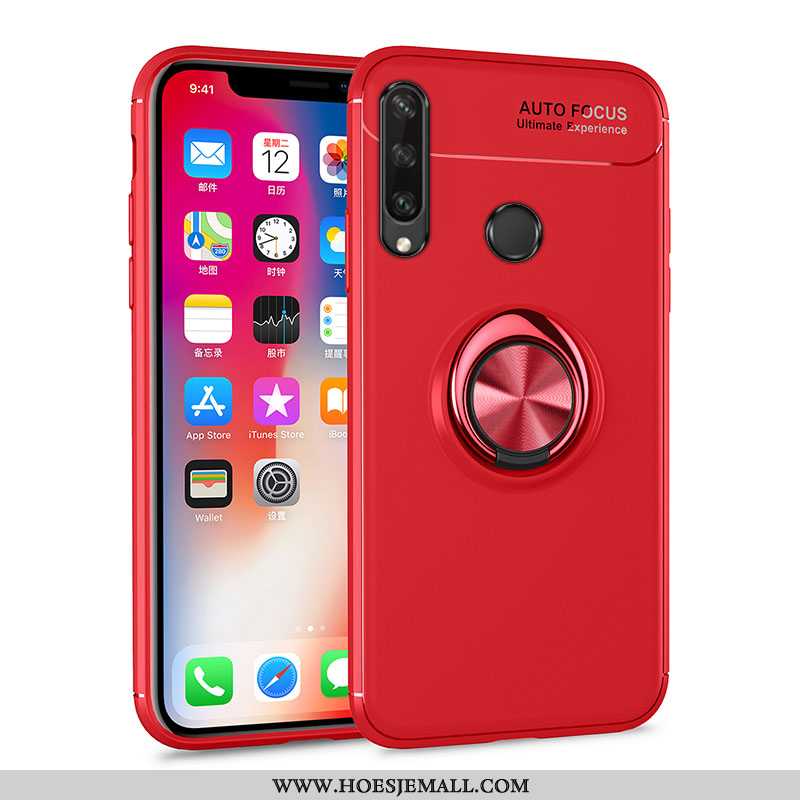 Hoesje Huawei Y6p Zacht Siliconen Hoes Mobiele Telefoon Anti-fall Magnetisch Rood