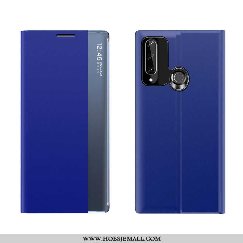 Hoes Huawei Y6p Leren Hoesje Bescherming Winterslaap Clamshell Bedrijf Anti-fall Blauw Blauwe