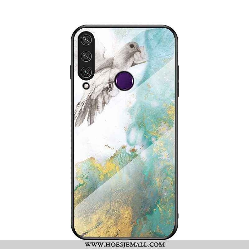 Hoesje Huawei Y6p Glas Mode Hoes Anti-fall Mobiele Telefoon Siliconen Lovers Groen