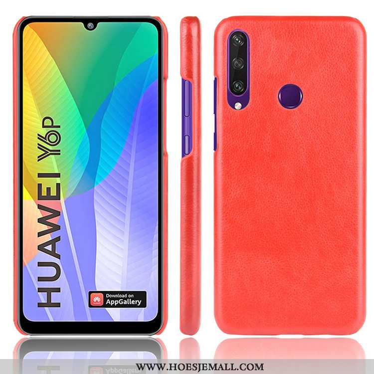 Hoes Huawei Y6p Leer Patroon Soort Aziatische Vrucht Zwart Hoesje Trend Zwarte