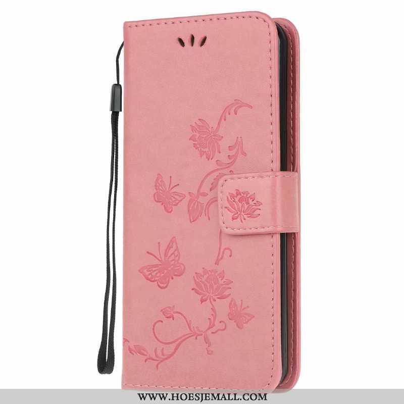 Hoes Huawei Y6p Zacht Leren Hoesje Clamshell Bloemen Purper Anti-fall