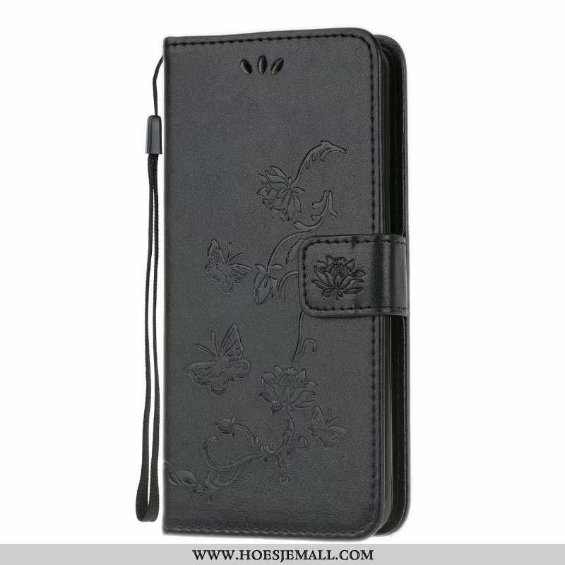 Hoes Huawei Y6p Zacht Leren Hoesje Clamshell Bloemen Purper Anti-fall