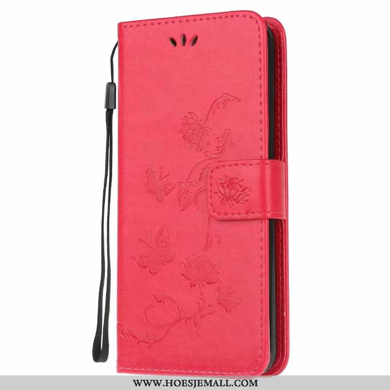 Hoes Huawei Y6p Zacht Leren Hoesje Clamshell Bloemen Purper Anti-fall