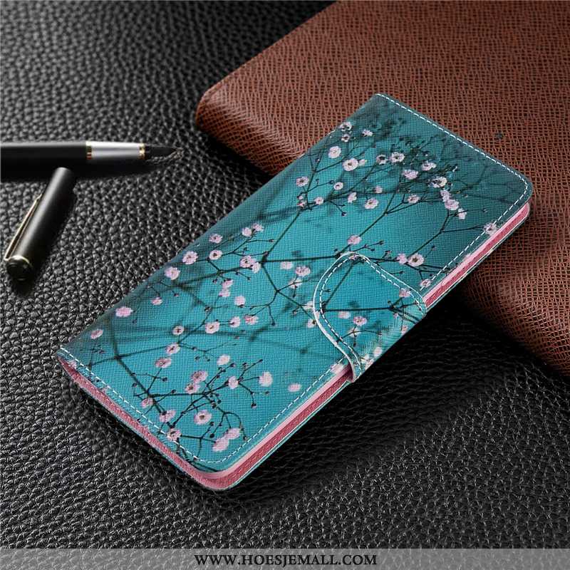 Hoes Huawei Y6p Leren Hoesje Bescherming Folio Blauw Mobiele Telefoon Blauwe