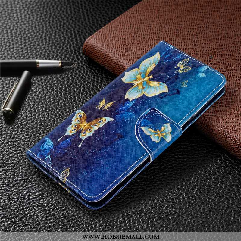 Hoes Huawei Y6p Leren Hoesje Bescherming Folio Blauw Mobiele Telefoon Blauwe