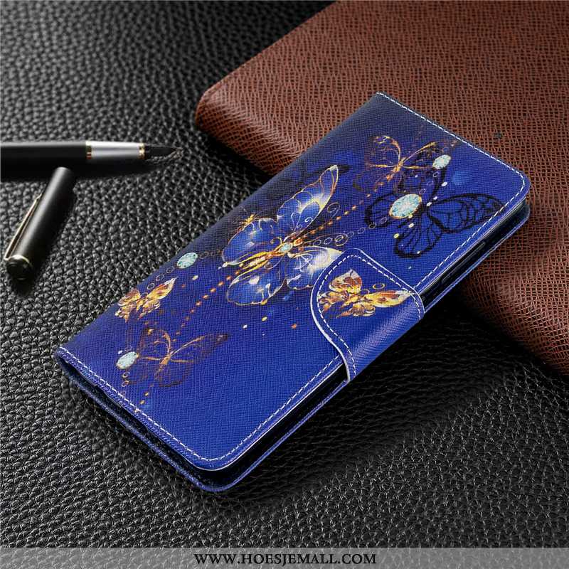 Hoes Huawei Y6p Leren Hoesje Bescherming Folio Blauw Mobiele Telefoon Blauwe