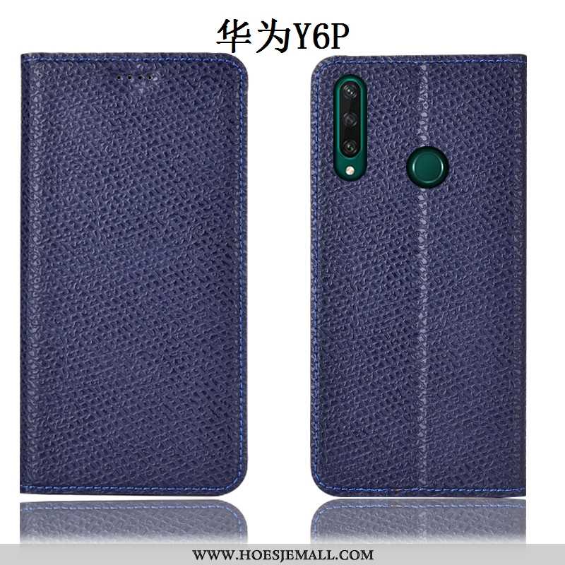 Hoes Huawei Y6p Echt Leer Patroon Rood Anti-fall Bescherming Folio