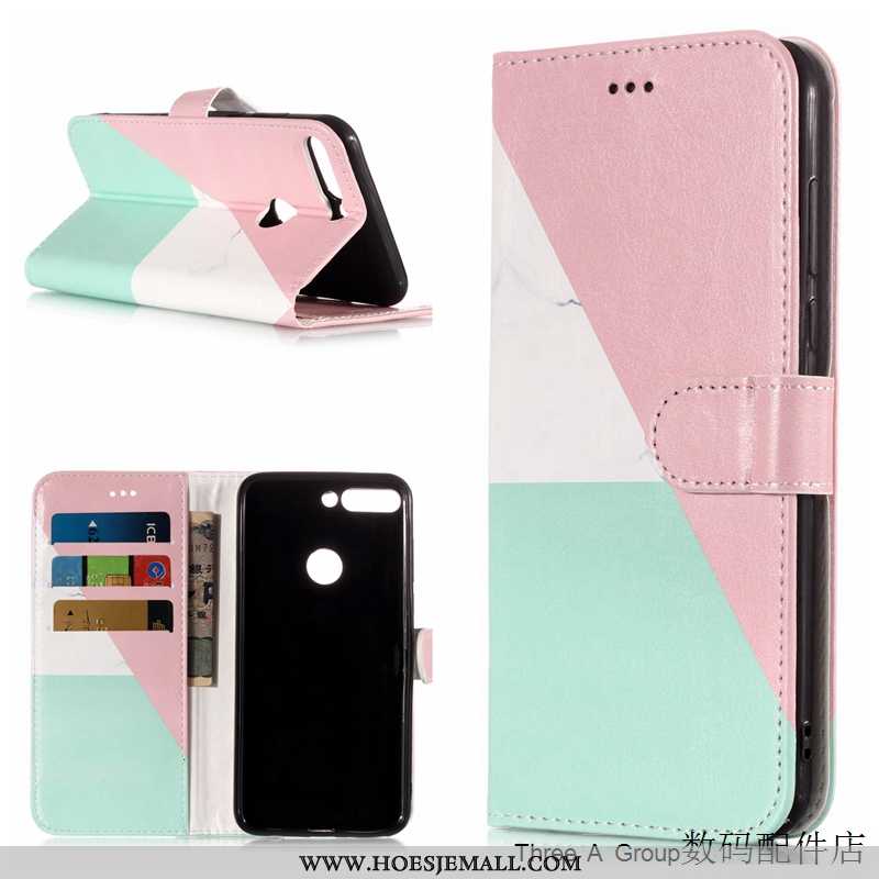 Hoes Huawei Y7 2020 Bescherming Leren Hoesje 2020 Spotprent Roze Mobiele Telefoon