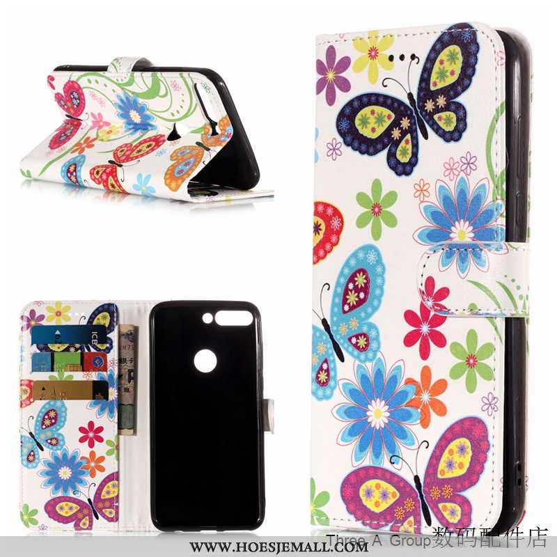 Hoes Huawei Y7 2020 Bescherming Leren Hoesje 2020 Spotprent Roze Mobiele Telefoon