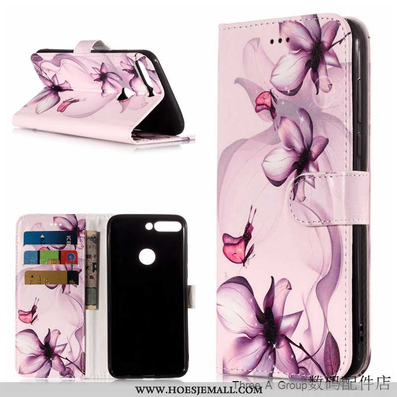 Hoes Huawei Y7 2020 Bescherming Leren Hoesje 2020 Spotprent Roze Mobiele Telefoon