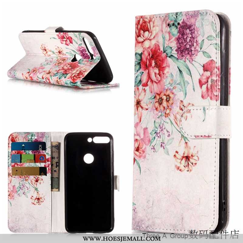 Hoes Huawei Y7 2020 Bescherming Leren Hoesje 2020 Spotprent Roze Mobiele Telefoon