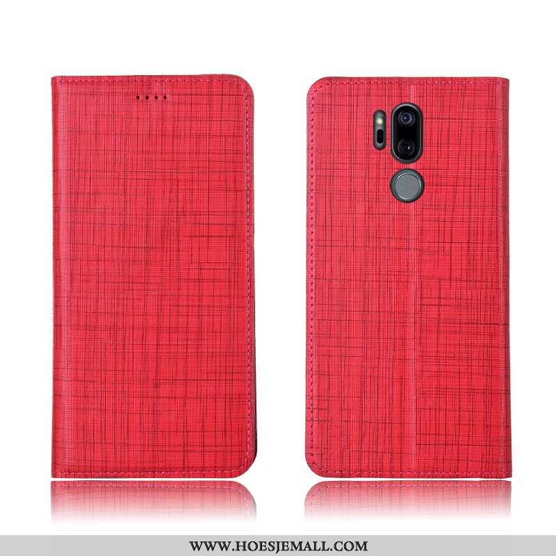 Hoesje Lg G7 Thinq Leren Echt Leer Mobiele Telefoon All Inclusive Zacht Clamshell Blauwe