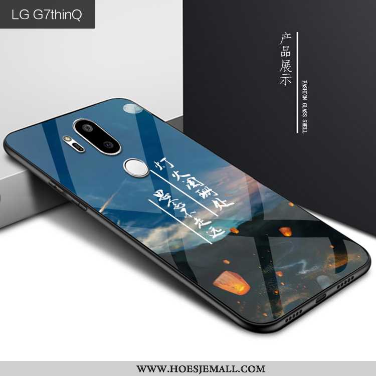 Hoes Lg G7 Thinq Mode Persoonlijk Scheppend Mobiele Telefoon Bescherming Glas Donkerblauwe