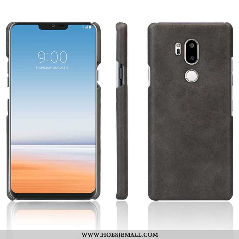 Hoes Lg G7 Thinq Leer Bescherming Mobiele Telefoon Kwaliteit Donkerblauw Anti-fall Donkerblauwe