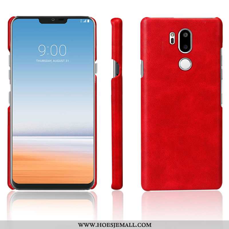 Hoes Lg G7 Thinq Leer Bescherming Mobiele Telefoon Kwaliteit Donkerblauw Anti-fall Donkerblauwe