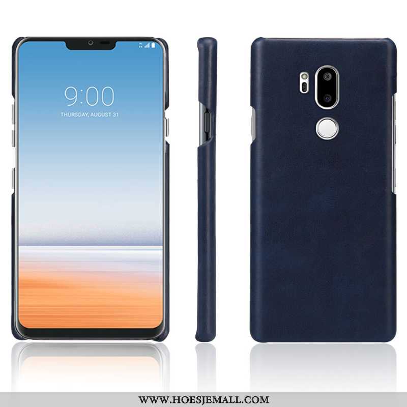 Hoes Lg G7 Thinq Leer Bescherming Mobiele Telefoon Kwaliteit Donkerblauw Anti-fall Donkerblauwe