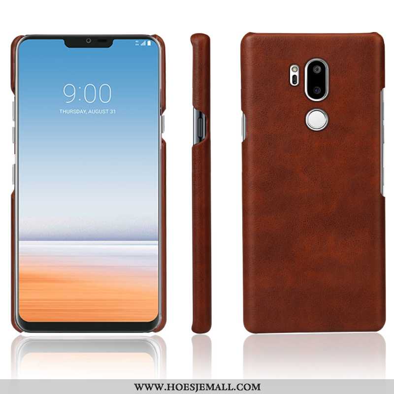 Hoes Lg G7 Thinq Leer Bescherming Mobiele Telefoon Kwaliteit Donkerblauw Anti-fall Donkerblauwe