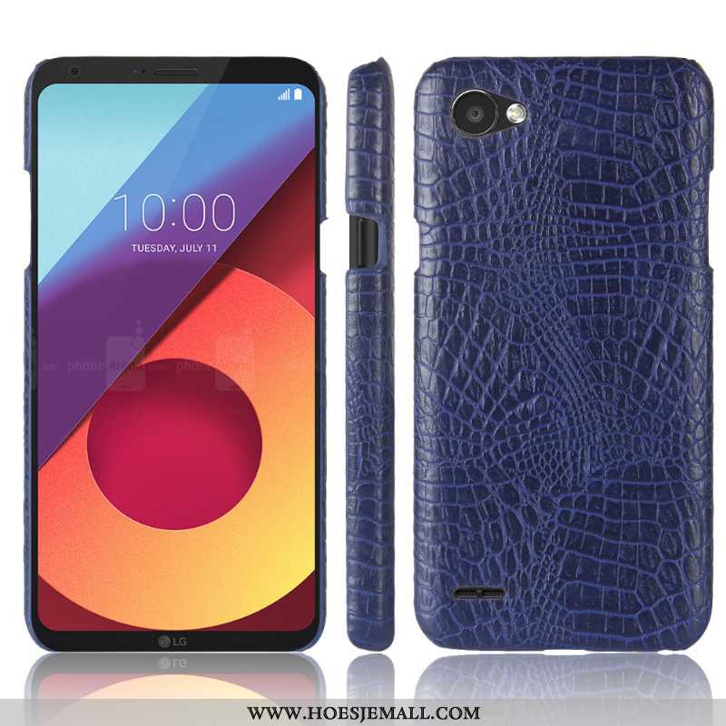 Hoes Lg Q6 Bescherming Leren Hoesje Anti-fall Mobiele Telefoon Patroon Blauw Blauwe