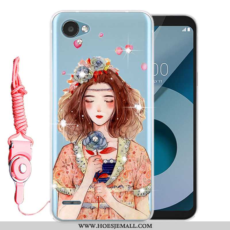 Hoesje Lg Q6 Met Strass Zacht Mobiele Telefoon Siliconen Wit Bescherming Witte