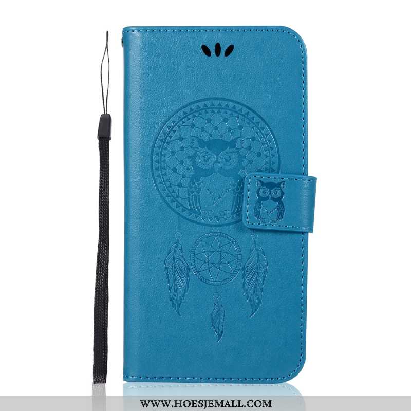 Hoes Lg Q7 Zacht Bescherming Blauw Kaart Leren Hoesje Blauwe