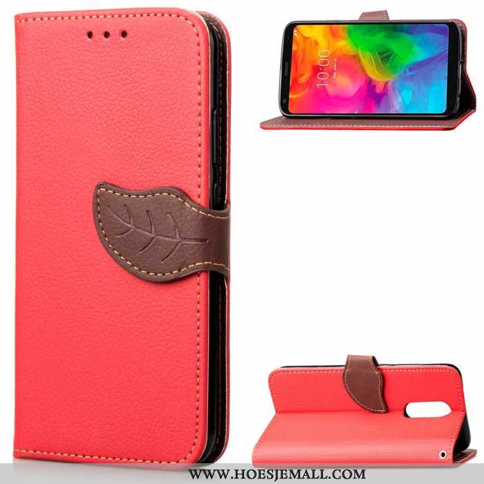 Hoesje Lg Q7 Bescherming Leren Mobiele Telefoon Hoes Rood Folio