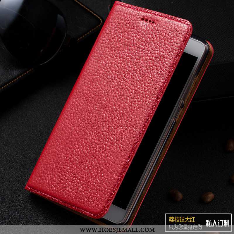 Hoesje Lg Q7 Bescherming Echt Leer Patroon Folio Rood Soort Aziatische Vrucht Roos