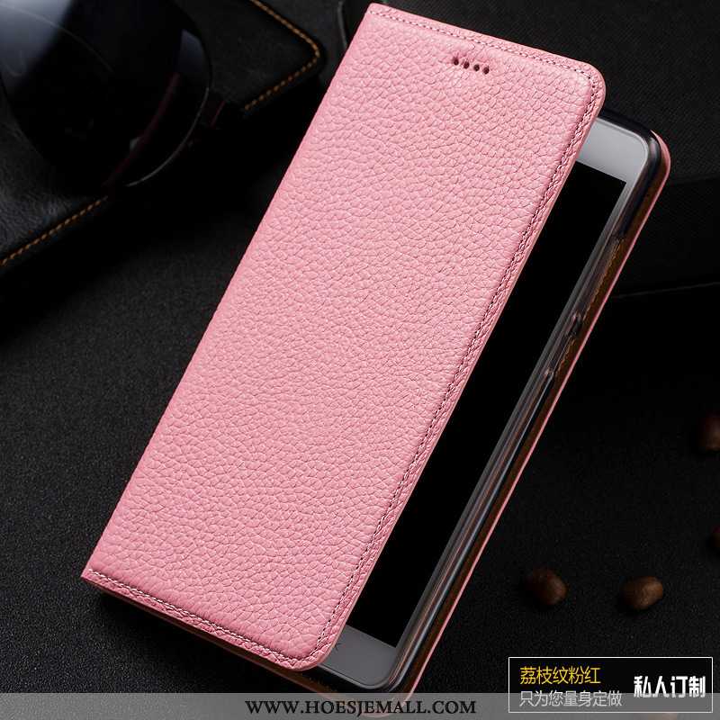 Hoesje Lg Q7 Bescherming Echt Leer Patroon Folio Rood Soort Aziatische Vrucht Roos