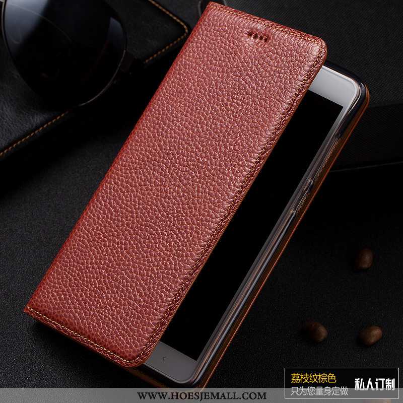 Hoesje Lg Q7 Bescherming Echt Leer Patroon Folio Rood Soort Aziatische Vrucht Roos