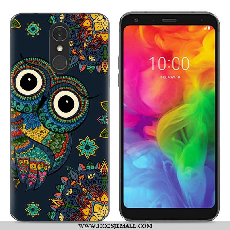 Hoesje Lg Q7 Zacht Siliconen Eenvoudige Bescherming Trend Mobiele Telefoon Blauwe