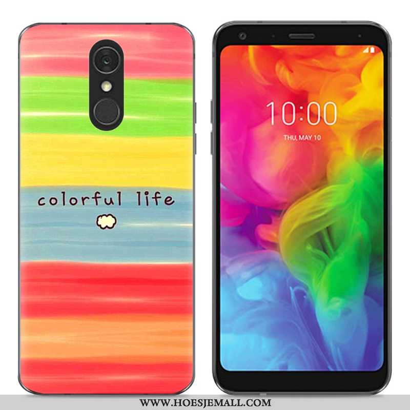 Hoesje Lg Q7 Zacht Siliconen Eenvoudige Bescherming Trend Mobiele Telefoon Blauwe