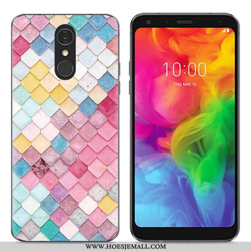 Hoesje Lg Q7 Zacht Siliconen Eenvoudige Bescherming Trend Mobiele Telefoon Blauwe