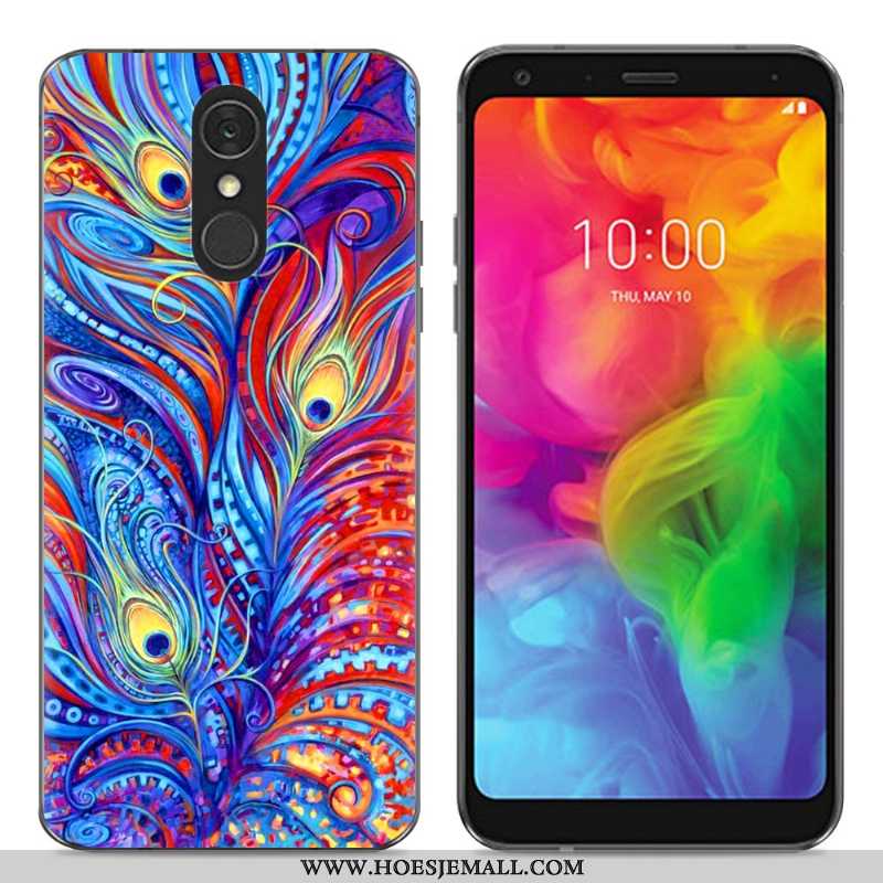 Hoesje Lg Q7 Zacht Siliconen Eenvoudige Bescherming Trend Mobiele Telefoon Blauwe