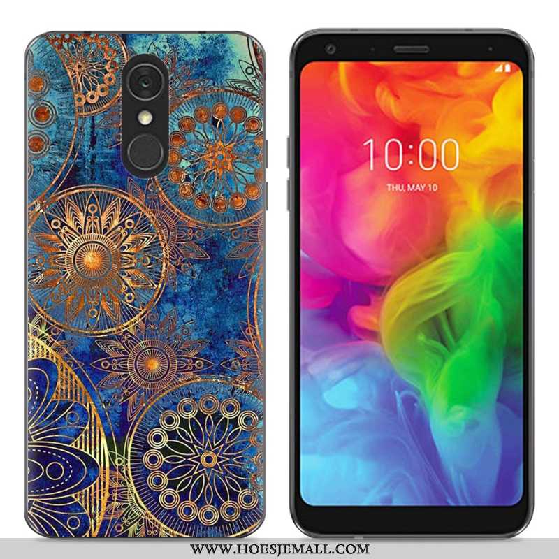 Hoesje Lg Q7 Zacht Siliconen Eenvoudige Bescherming Trend Mobiele Telefoon Blauwe