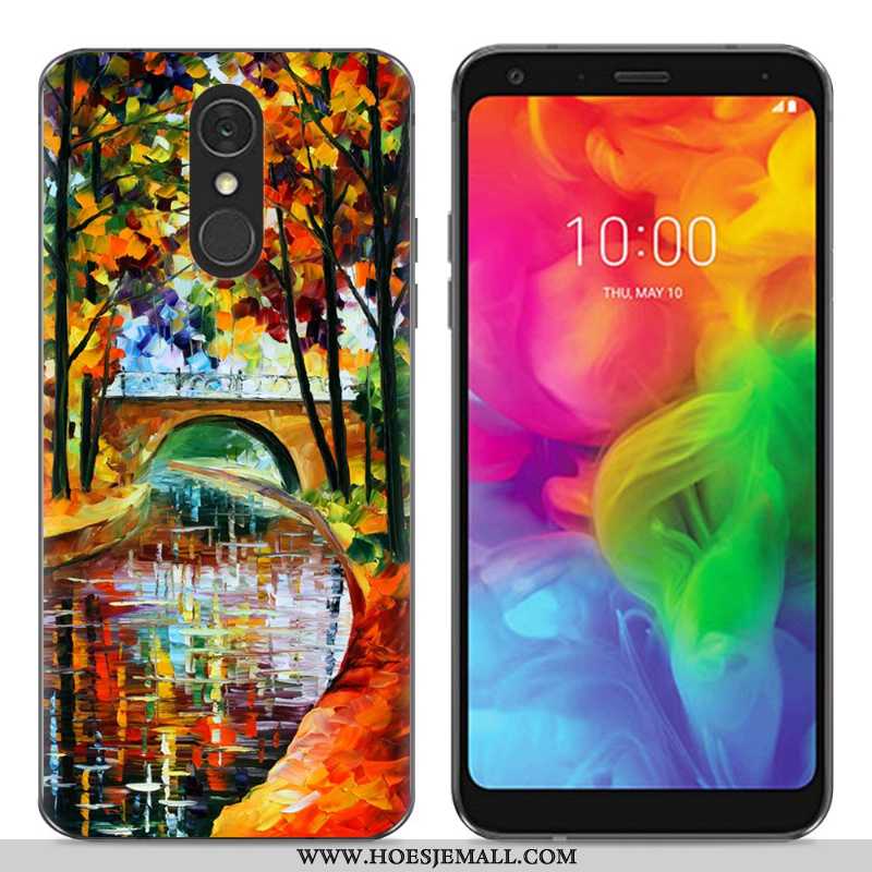 Hoesje Lg Q7 Zacht Siliconen Eenvoudige Bescherming Trend Mobiele Telefoon Blauwe