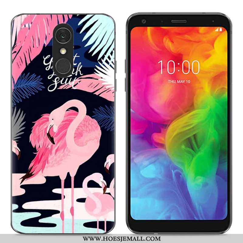 Hoesje Lg Q7 Zacht Siliconen Eenvoudige Bescherming Trend Mobiele Telefoon Blauwe