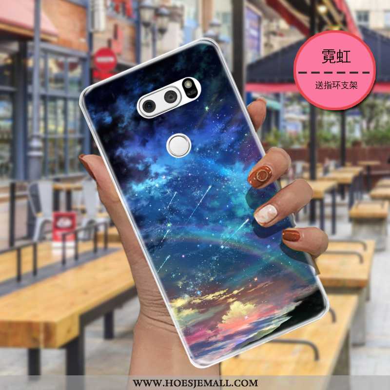 Hoesje Lg V30 Siliconen Bescherming Dun Trend Donkerblauw Eenvoudige Net Red Donkerblauwe