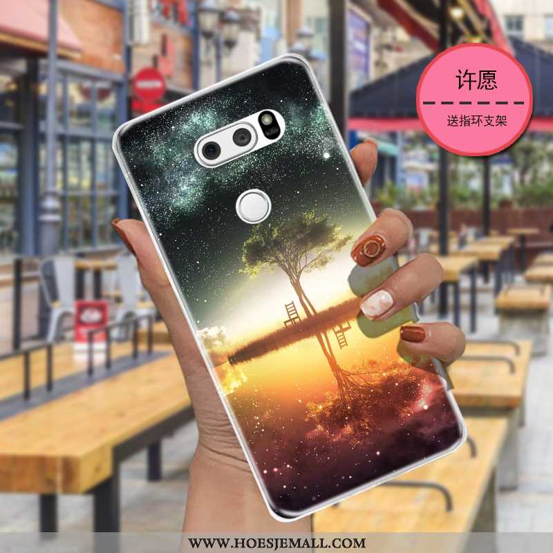 Hoesje Lg V30 Siliconen Bescherming Dun Trend Donkerblauw Eenvoudige Net Red Donkerblauwe