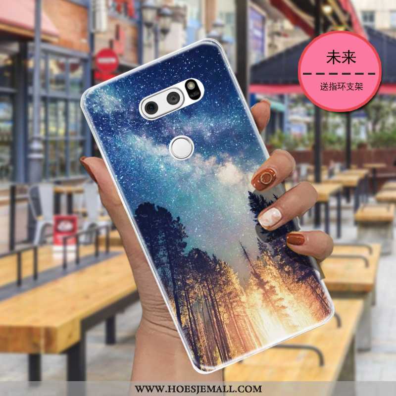 Hoesje Lg V30 Siliconen Bescherming Dun Trend Donkerblauw Eenvoudige Net Red Donkerblauwe