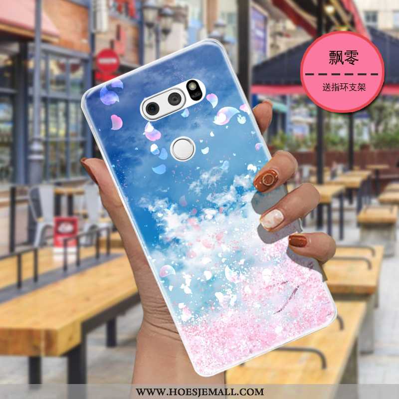 Hoesje Lg V30 Siliconen Bescherming Dun Trend Donkerblauw Eenvoudige Net Red Donkerblauwe